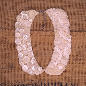 Lace collar necklace with vintage pearl buttons