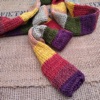 Merino wool skinny scarf in stripes of autumnal colours