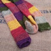 Merino wool skinny scarf in stripes of autumnal colours