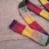 Merino wool skinny scarf in stripes of autumnal colours